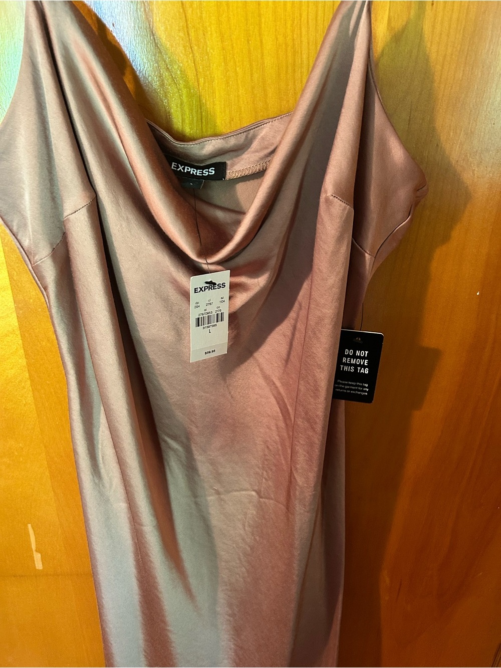 Express Satin Cowl Neck Camisole - Dusty Mauve